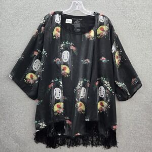 Spirited‎ Away Women Top Medium Black Kimono Ghibli Spirited Away No Face Fringe